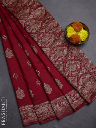 Red Banarasi Semi Raw Silk Saree
