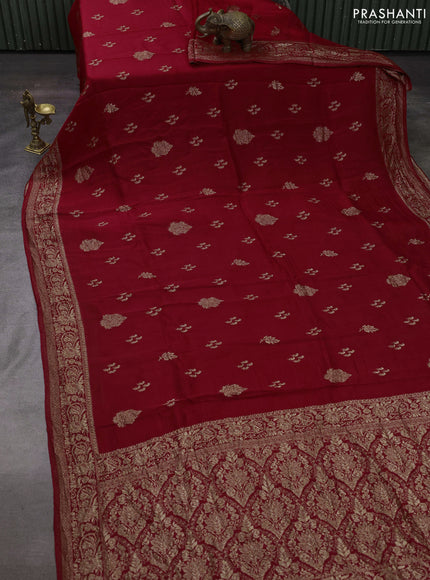 Red Banarasi Semi Raw Silk Saree