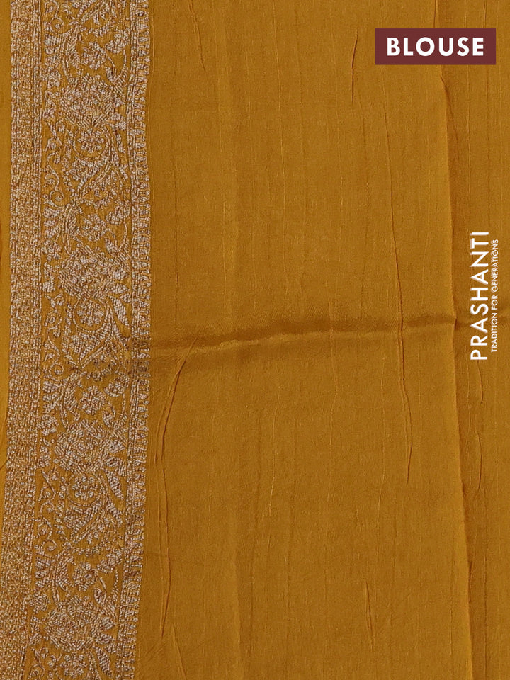 Mustard Yellow Banarasi Semi Raw Silk Saree