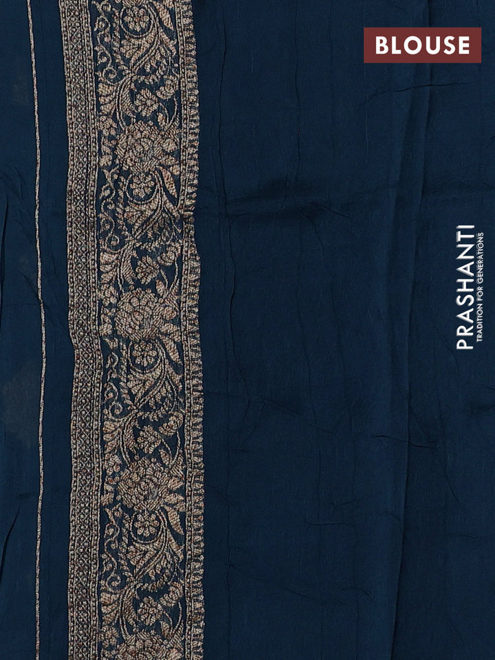 Peacock Blue Banarasi Semi Raw Silk Saree