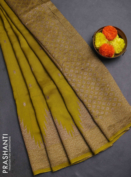 Lime Green Banarasi Semi Raw Silk Saree