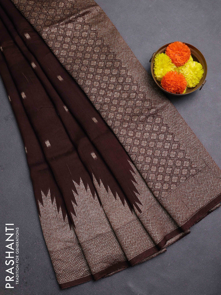 Maroon Banarasi Semi Raw Silk Saree