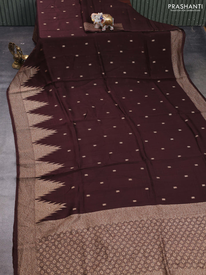 Maroon Banarasi Semi Raw Silk Saree