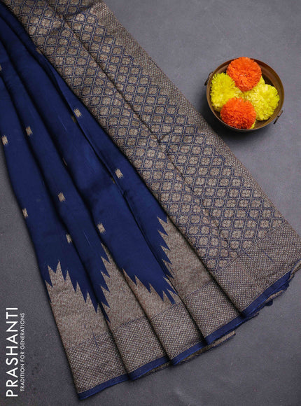 Peacock Blue Banarasi Semi Raw Silk Saree
