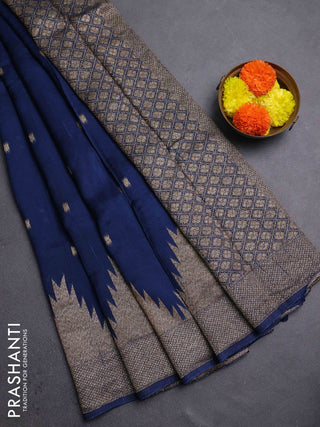 Peacock Blue Banarasi Semi Raw Silk Saree