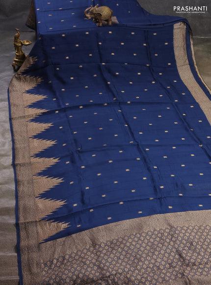 Peacock Blue Banarasi Semi Raw Silk Saree