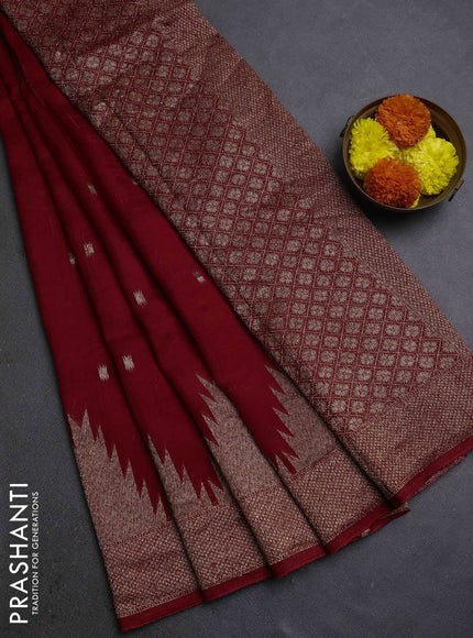 Red Banarasi Semi Raw Silk Saree