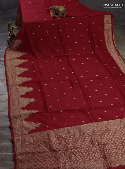 Red Banarasi Semi Raw Silk Saree
