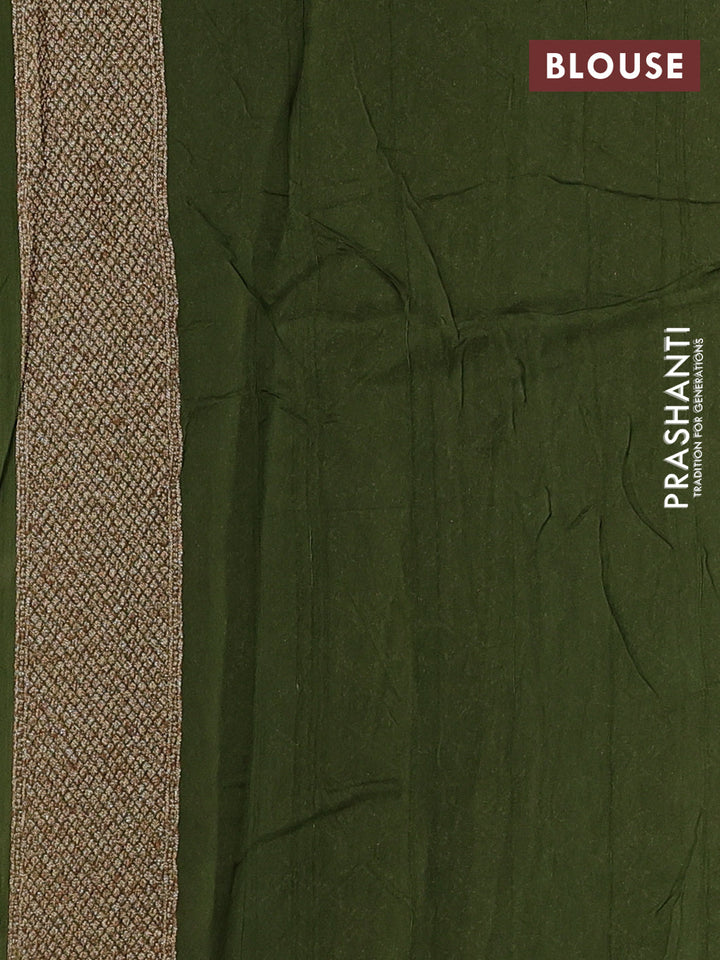 Green Banarasi Semi Raw Silk Saree