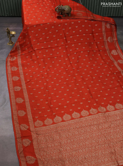 Orange Banarasi Semi Raw Silk Saree