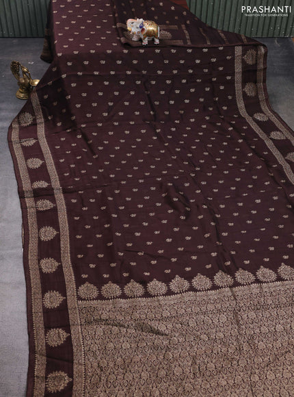Coffee Brown Banarasi Semi Raw Silk Saree