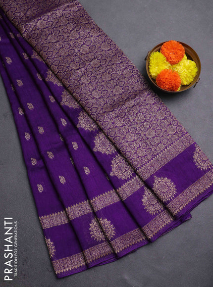 Violet Banarasi Semi Raw Silk Saree