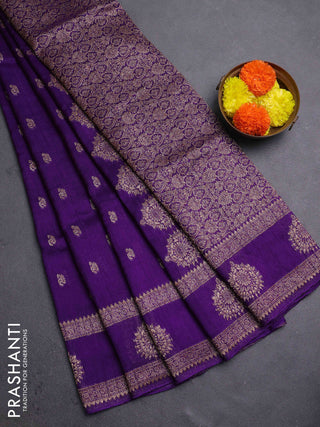 Violet Banarasi Semi Raw Silk Saree