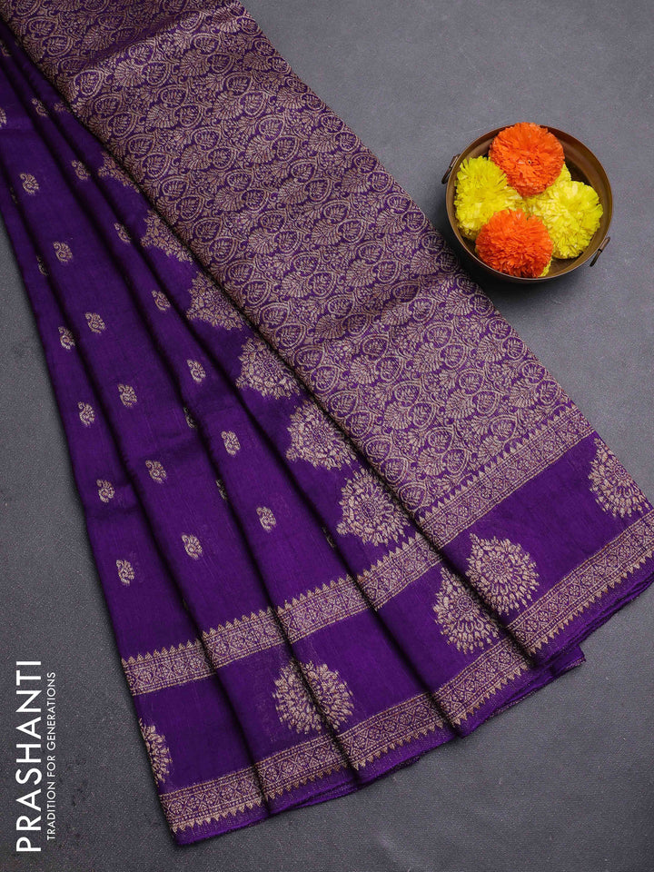 Violet Banarasi Semi Raw Silk Saree