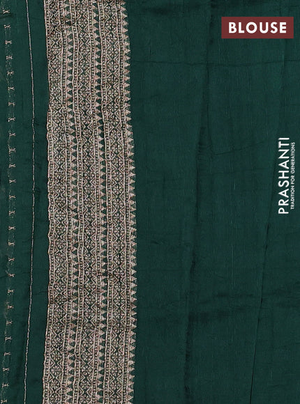 Bottle Green Banarasi Semi Raw Silk Saree