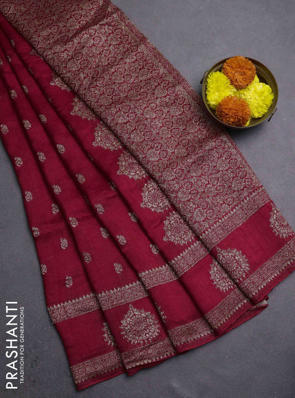 Red Banarasi Semi Raw Silk Saree