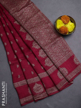 Red Banarasi Semi Raw Silk Saree