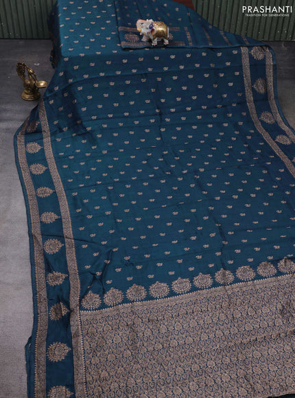 Peacock Blue Banarasi Semi Raw Silk Saree