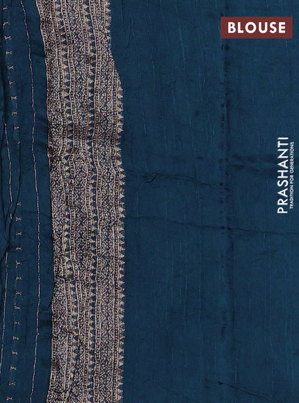 Peacock Blue Banarasi Semi Raw Silk Saree