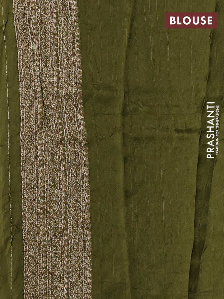 Mehendi Green Banarasi Semi Raw Silk Saree