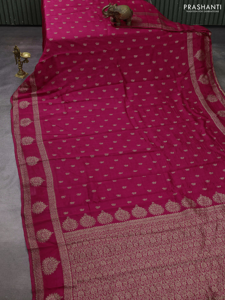 Pink Banarasi Semi Raw Silk Saree