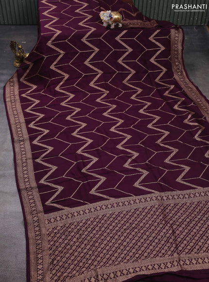 Wine Banarasi Semi Raw Silk Saree