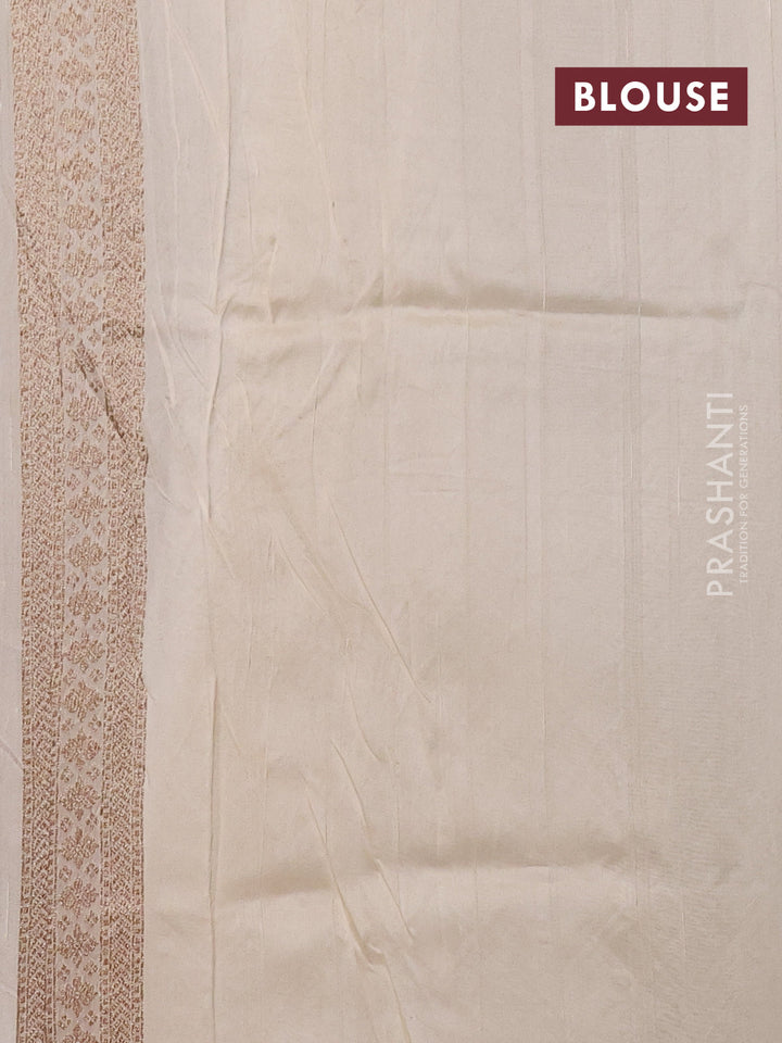 Cream Banarasi Semi Raw Silk Saree