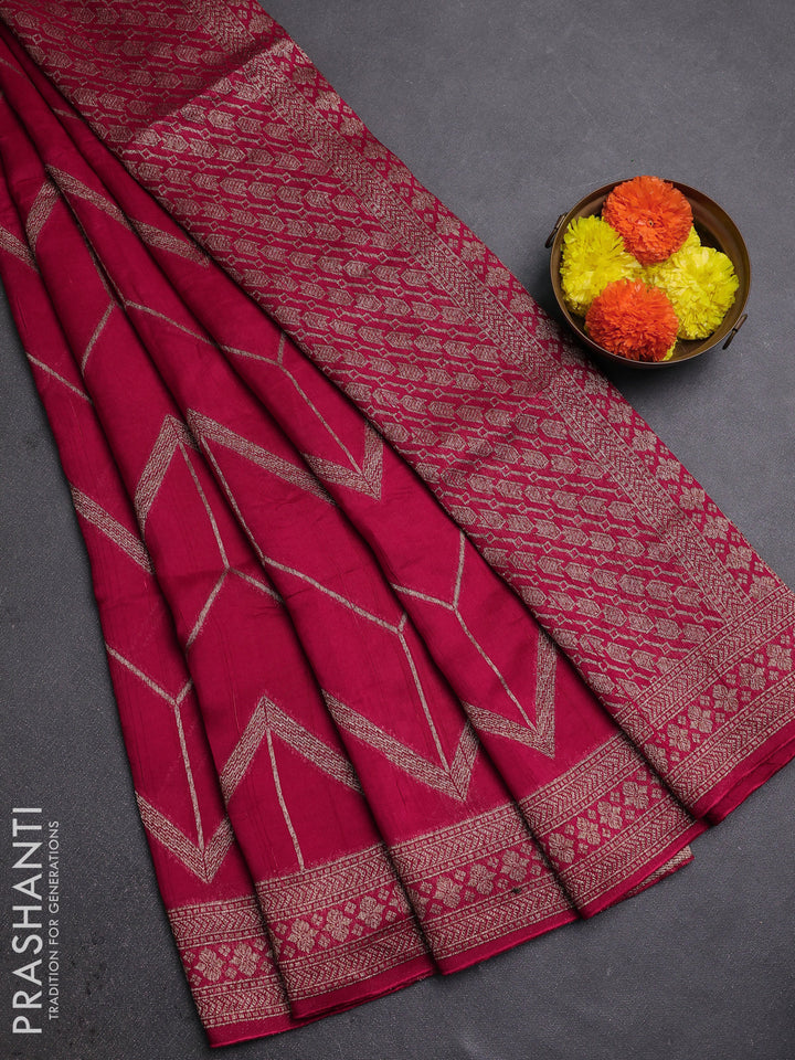 Pink Banarasi Semi Raw Silk Saree