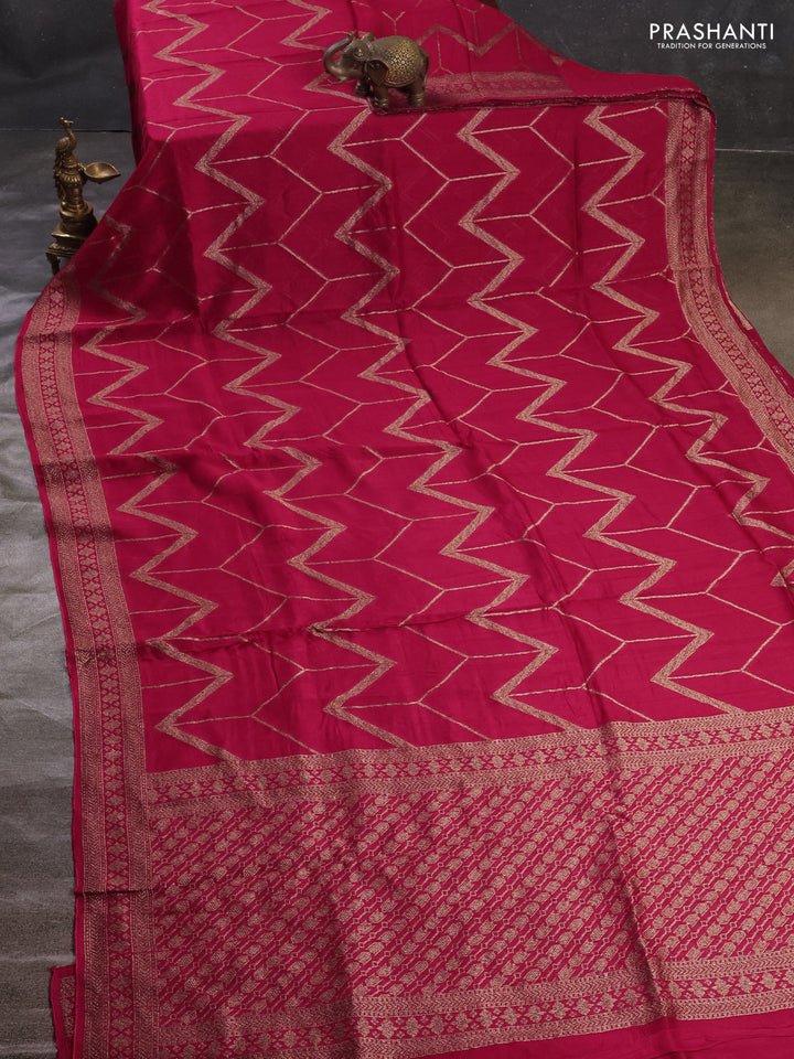 Pink Banarasi Semi Raw Silk Saree