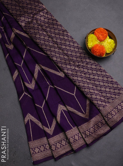 Violet Banarasi Semi Raw Silk Saree