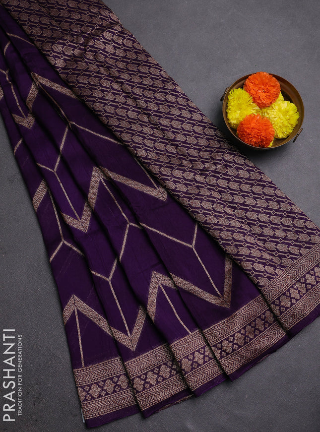 Violet Banarasi Semi Raw Silk Saree