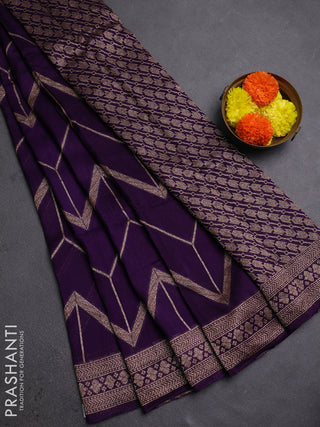 Violet Banarasi Semi Raw Silk Saree