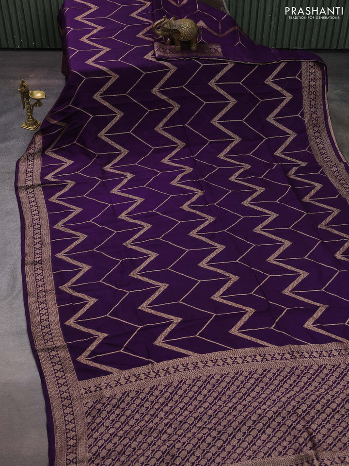 Violet Banarasi Semi Raw Silk Saree