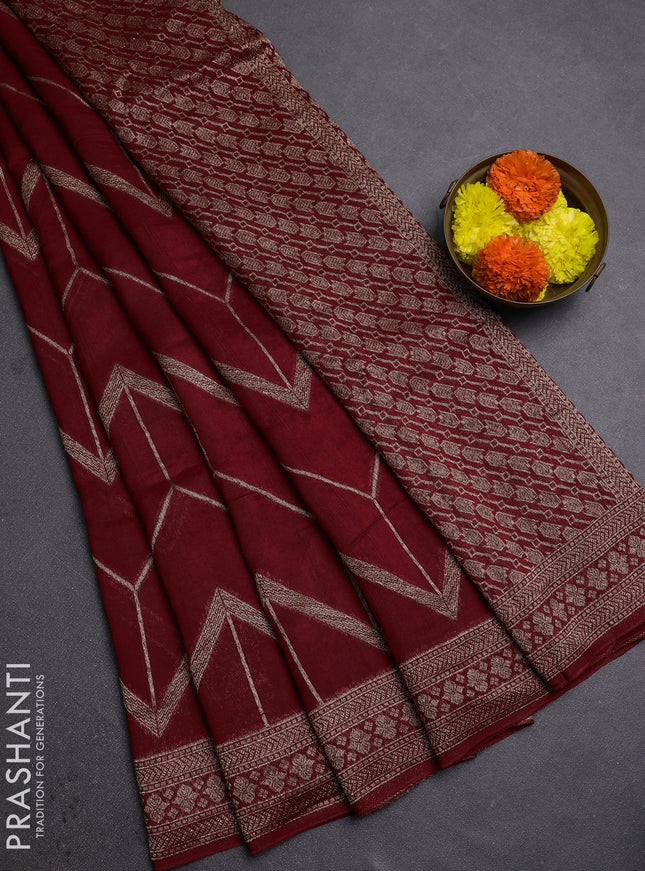 Red Banarasi Semi Raw Silk Saree