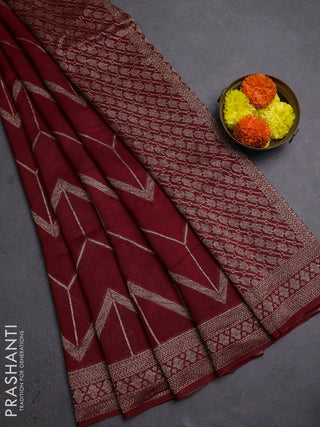 Red Banarasi Semi Raw Silk Saree
