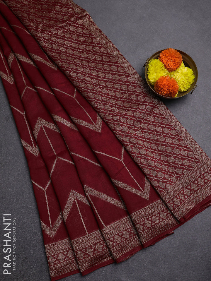 Red Banarasi Semi Raw Silk Saree