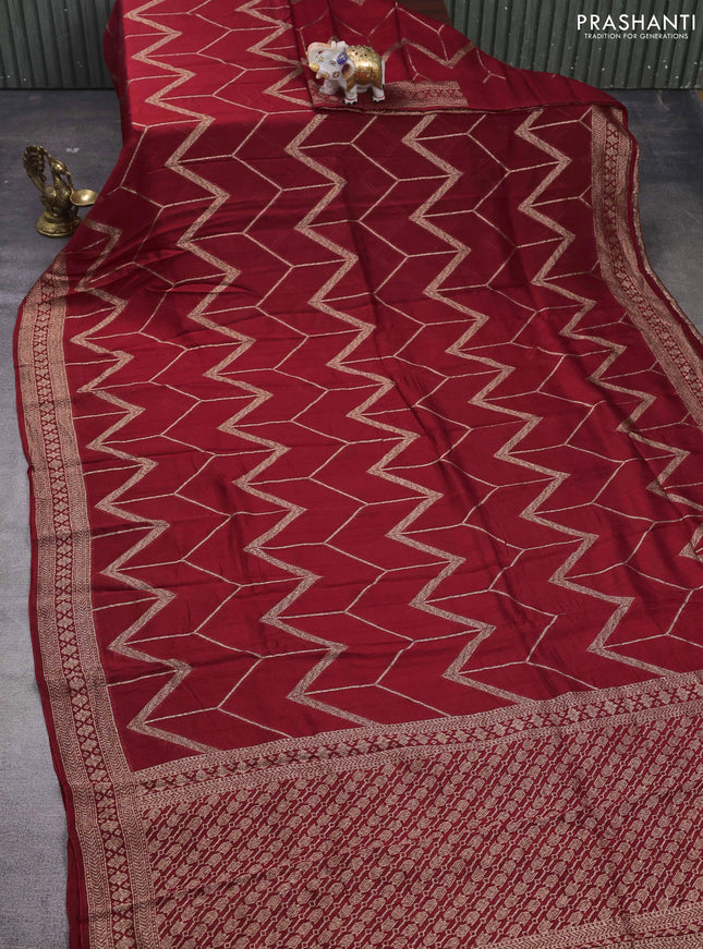 Red Banarasi Semi Raw Silk Saree
