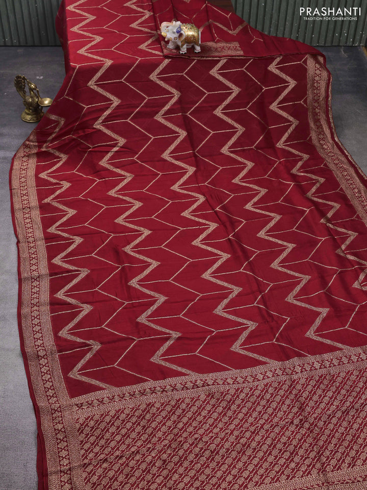 Red Banarasi Semi Raw Silk Saree