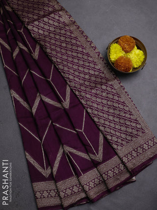 Wine Banarasi Semi Raw Silk Saree