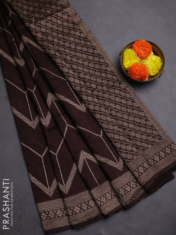 Coffee Brown Banarasi Semi Raw Silk Saree
