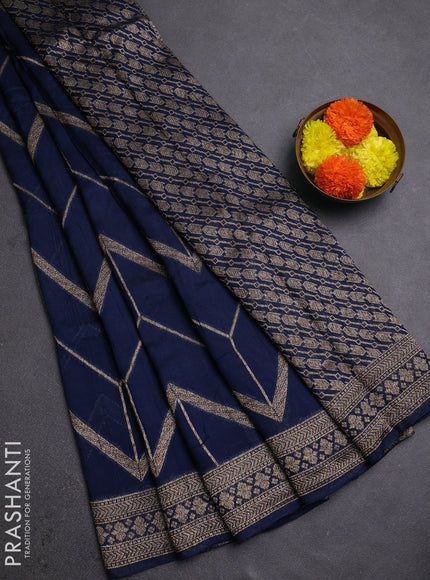 Peacock Blue Banarasi Semi Raw Silk Saree