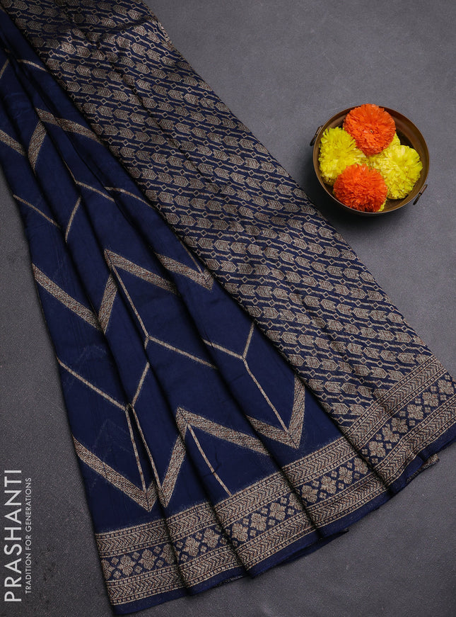 Peacock Blue Banarasi Semi Raw Silk Saree