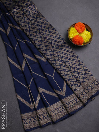 Peacock Blue Banarasi Semi Raw Silk Saree