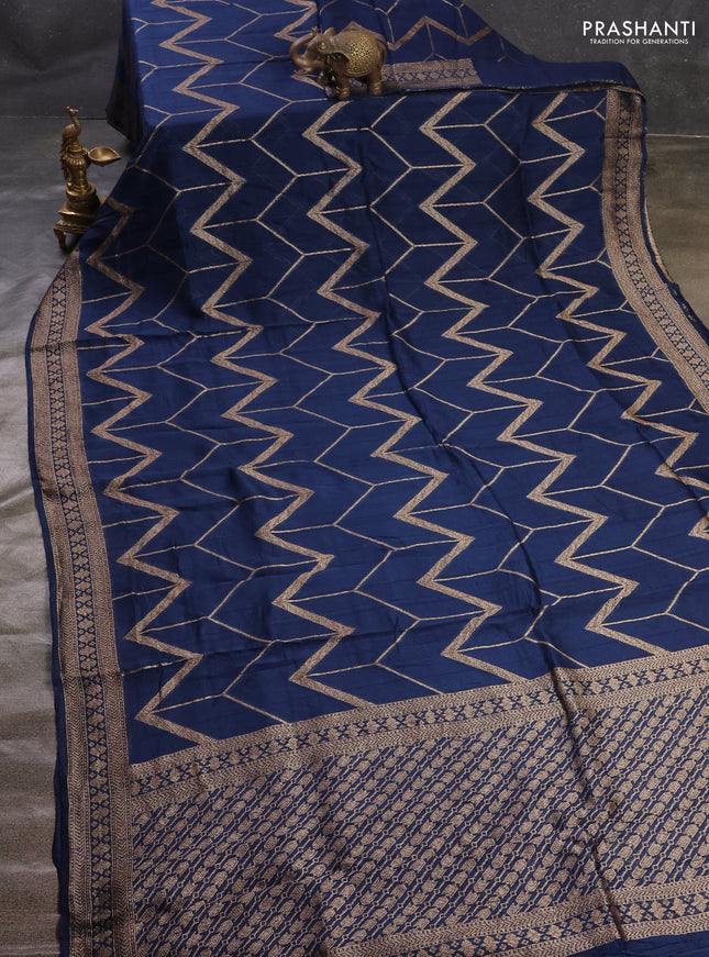 Peacock Blue Banarasi Semi Raw Silk Saree