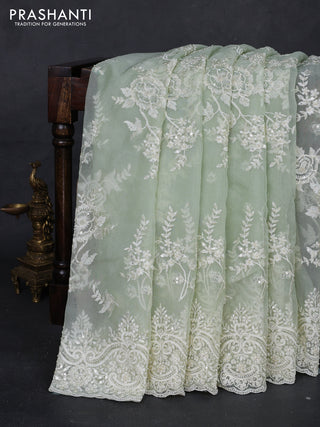 Pista Green Pure Organza Silk - Embroidery