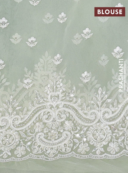 Pista Green Pure Organza Silk - Embroidery