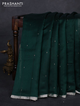 Bottle Green Pure Organza Silk - Zari Weaving
