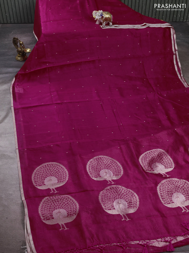 Pink Pure Organza Silk - Zari Weaving