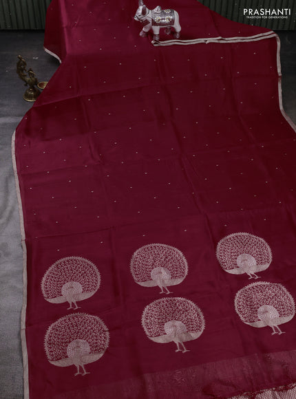 Red Pure Organza Silk - Zari Weaving
