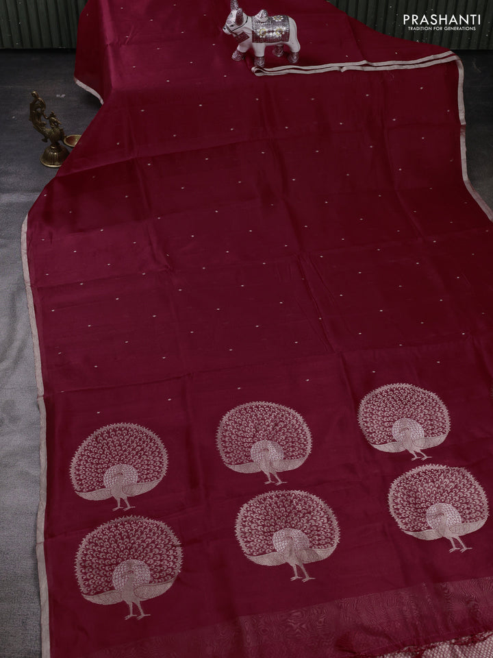 Red Pure Organza Silk - Zari Weaving